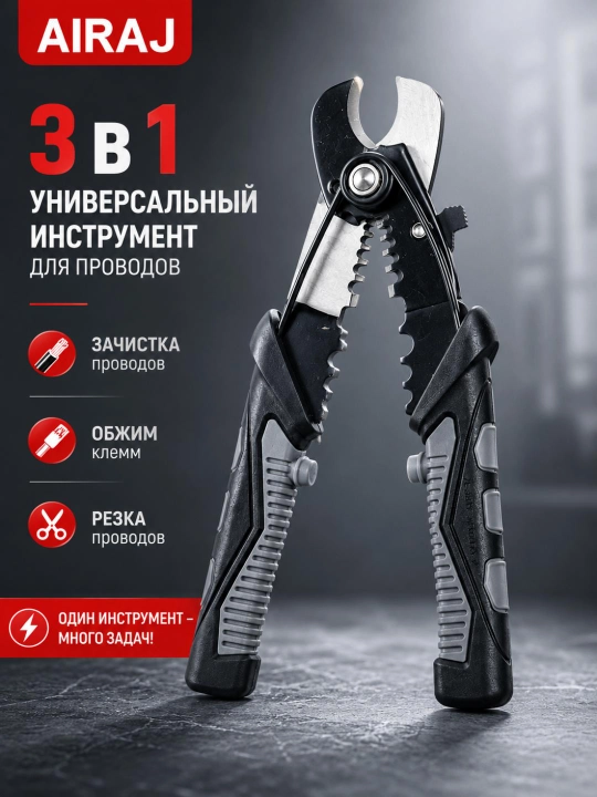 Стриппер многофункциональный, для работы с проводами, клещи для зачистки проводов,180 мм - 