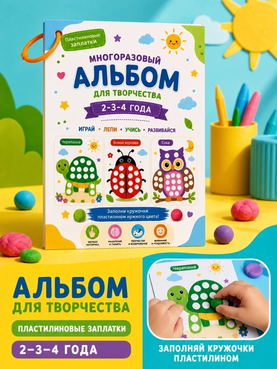 Развивающий активити блокнот «Пиши и стирай», 21 заданий, 2-3-4 лет, маркер в комплекте - 