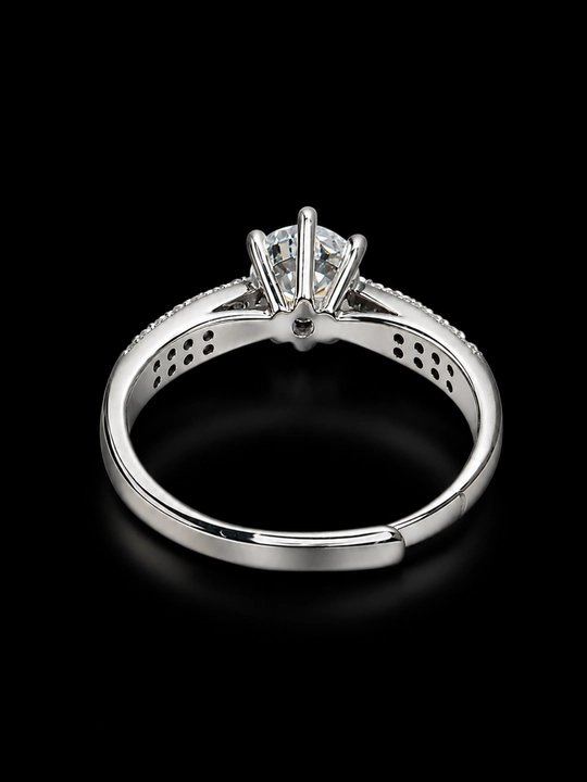 SILVERME GRA Moissanite, 925 probali Sterling Silver, rodiy qoplamali ayollar uzugi