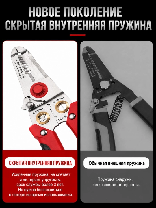 Стриппер многофункциональный  3 в 1, для работы с проводами,стриппер, кримпер, кусачки