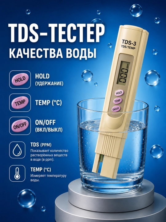 Тестер для воды, измеритель качества воды, TDS meter - 