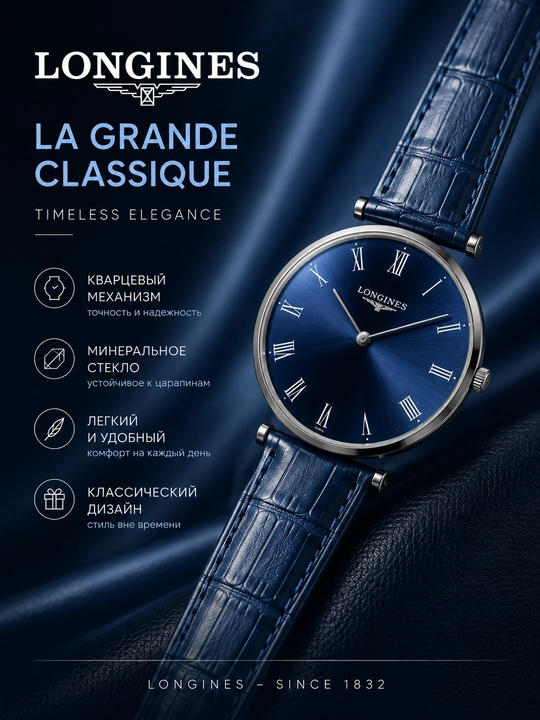 Longines La Grande Classique Blue – кварцевые наручные часы - 