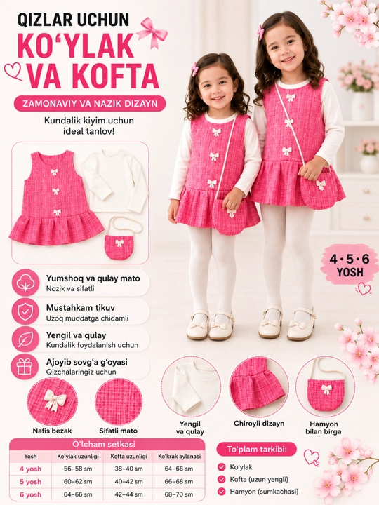 Платье с кофтой для девочки 4-5-6 лет, комплект с сумочкой, нарядный детский
