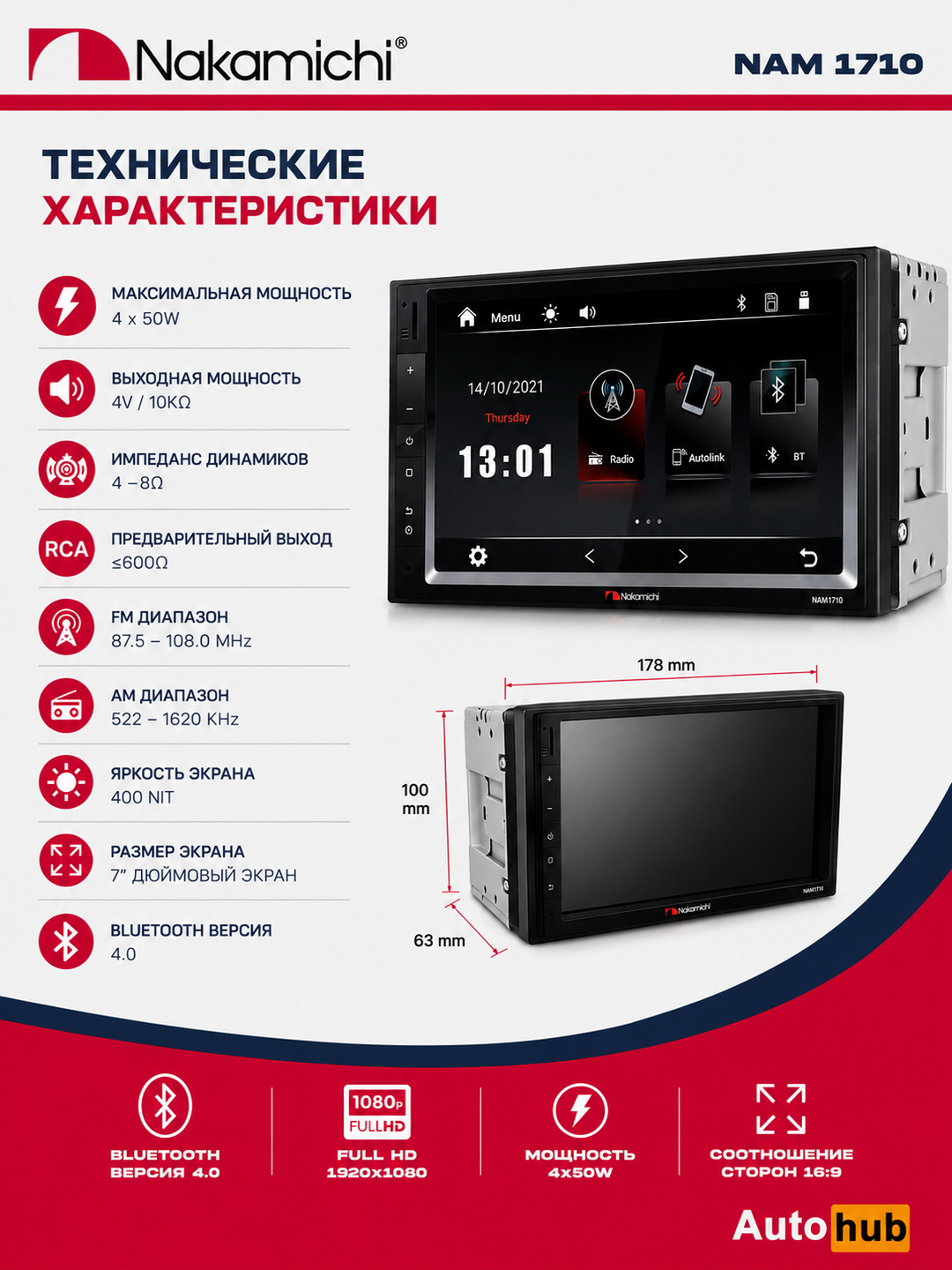 Автомагнитола Nakamichi NAM1710