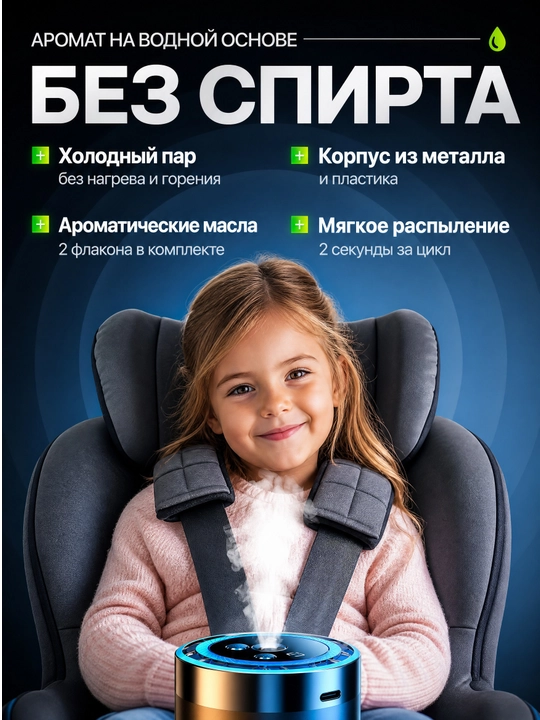Ароматизатор в машину, автопарфюм диффузор с проекцией звездного неба, набор