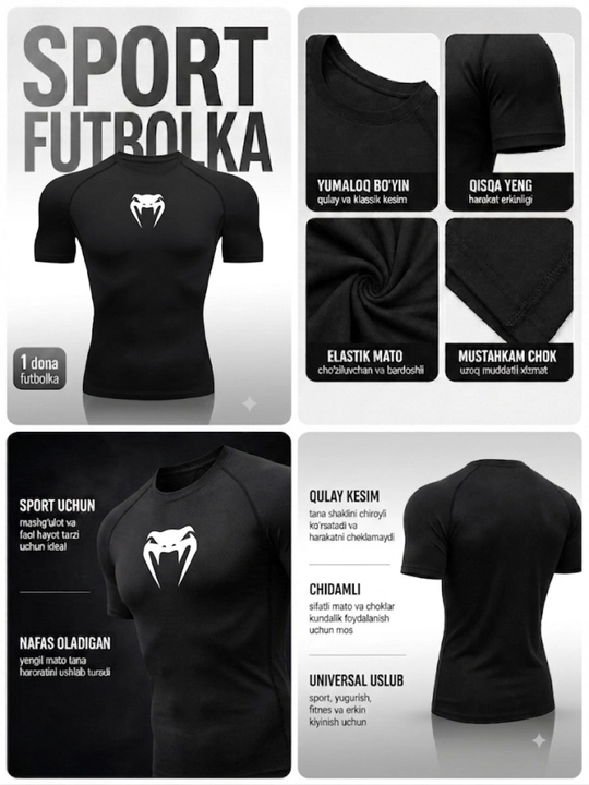 Erkaklar sport rashgardi, kompression futbolka - 