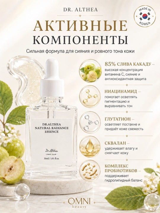 Сыворотка для лица Dr.Althea 345, витамин С, ретинол, ниацинамид, aqua, осветляющая