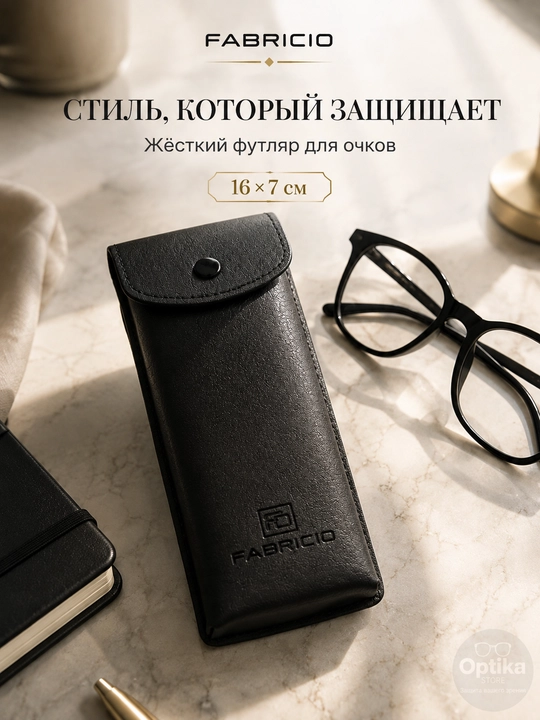 Футляр для очков от Fabricio, чехол для хранения очков, есть вариант с салфеткой