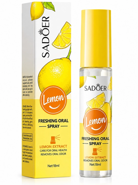 Sadoer limon og‘iz bo‘shlig‘i uchun xushbo‘ylantiruvchi sprey, og‘iz hidini ketkazuvchi chayish vositasi, 18 ml