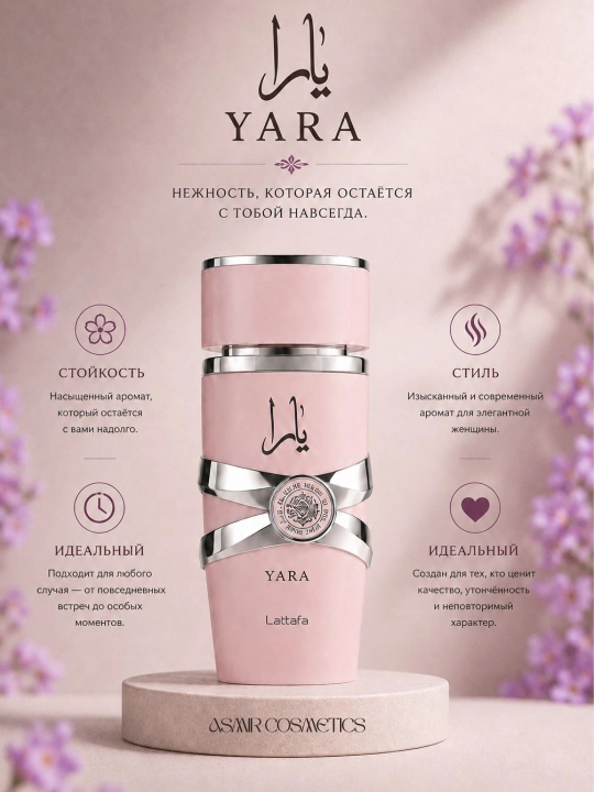 Lattafa-YARA PINK, парфюм для женщин и девушек, женское очарование, 45 мл - 