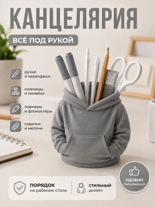 Органайзер для канцелярии, органайзер для косметики и мелочей, стаканчик, худи - 