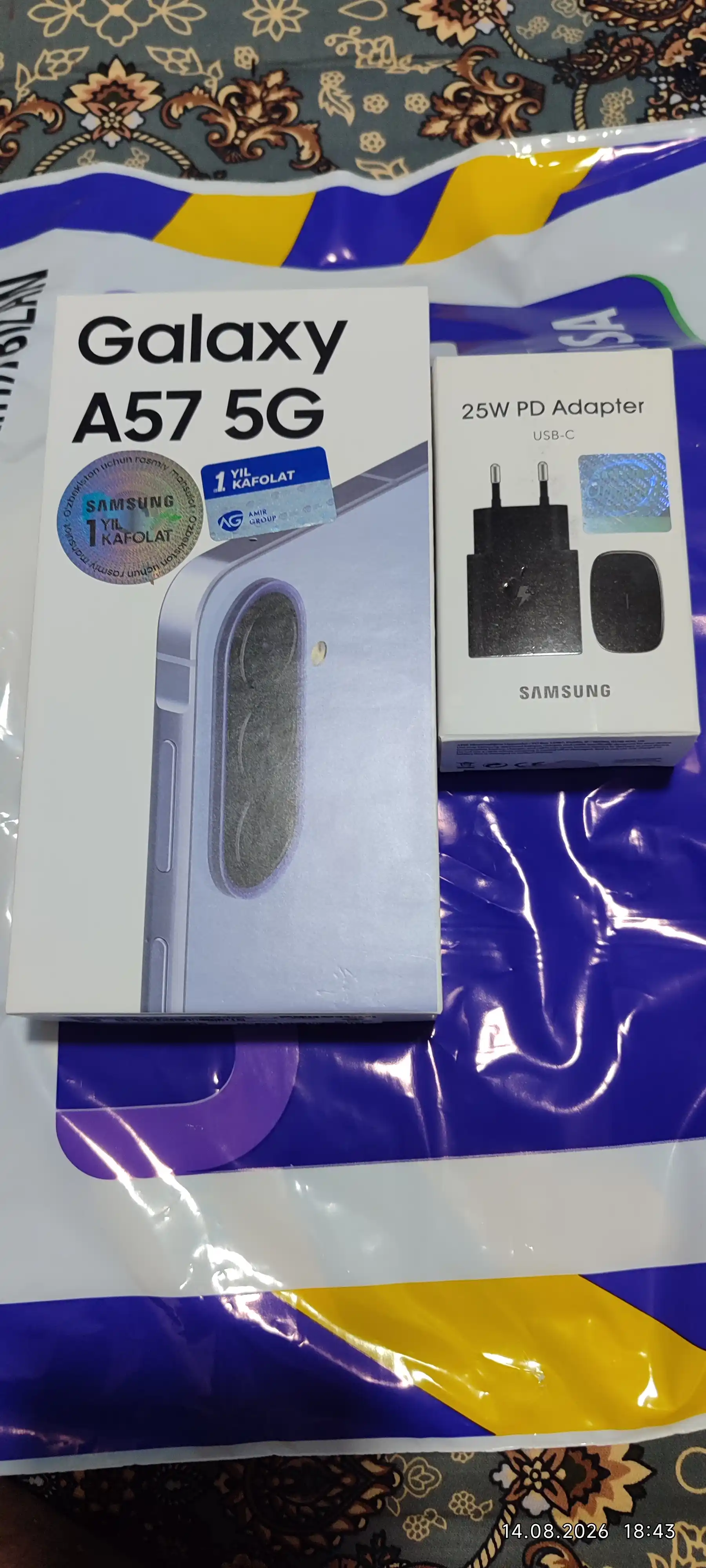 Samsung A57 5G, smartfoni, 50MP, sAMOLED, 120Hz, Sovg'asiga adapter