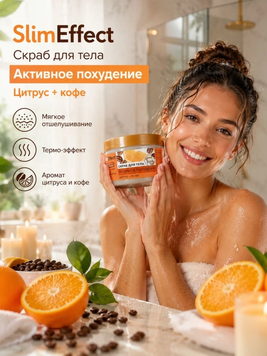 Скраб для тела SlimEffect, цитрус и кофе, термо-эффект - 
