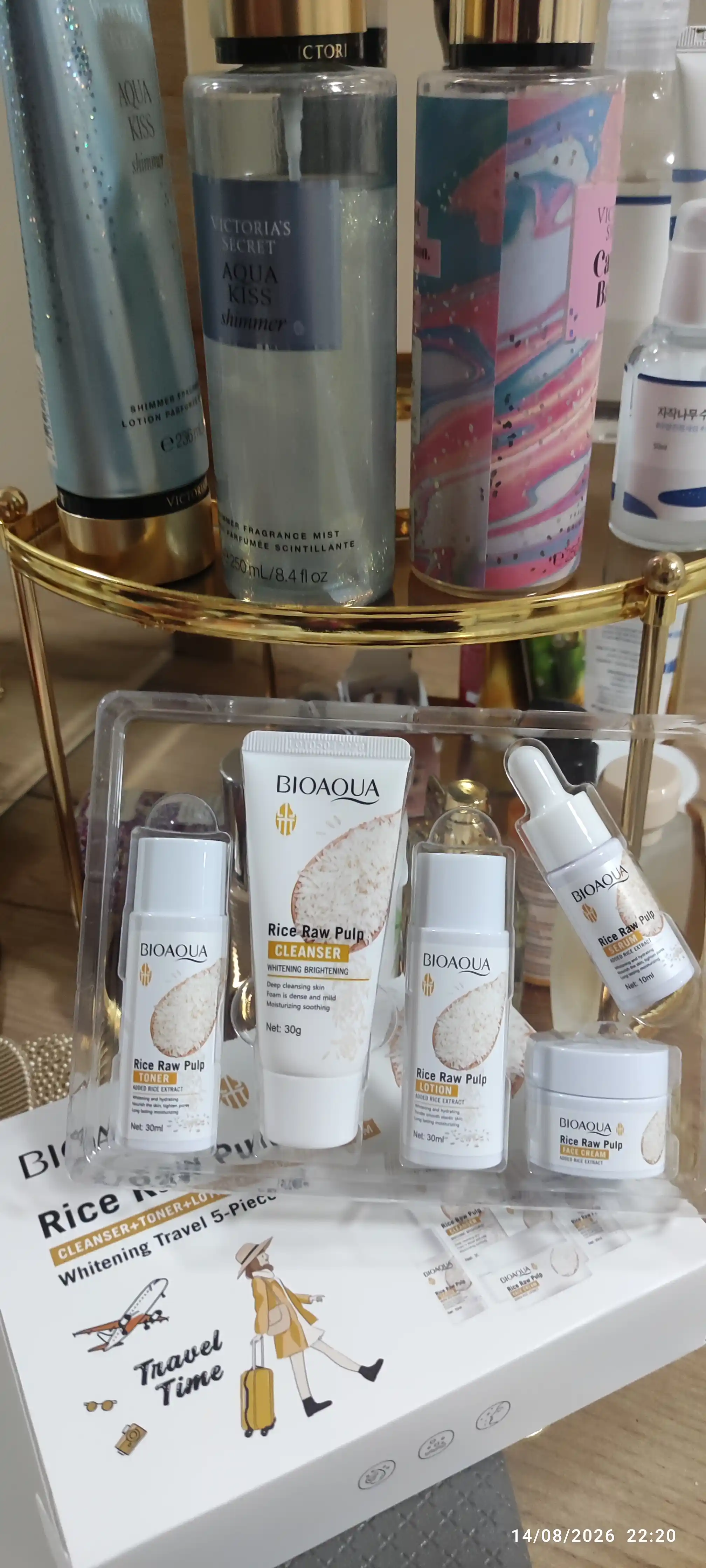 Мини набор для ухода за лицом Bioaqua 5 в 1, омолаживающий, с экстрактом риса