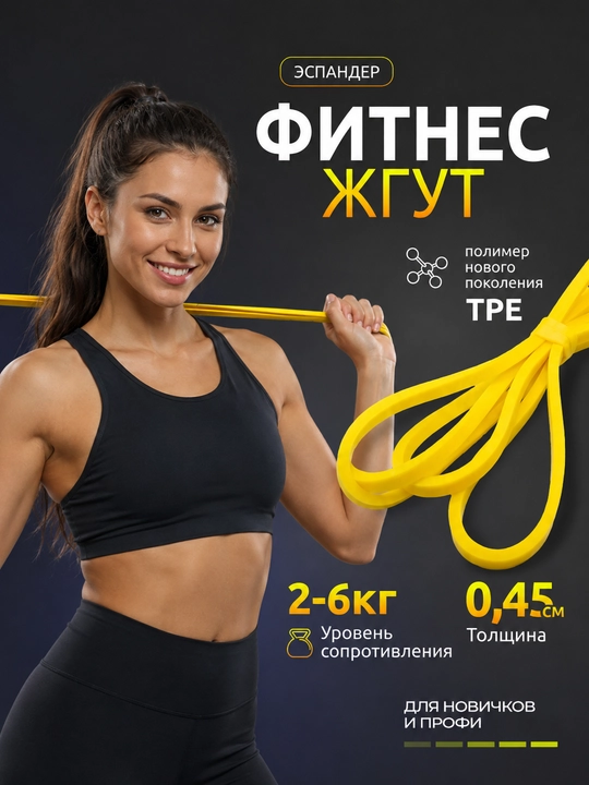 Резинка для фитнеса, латексная, универсальная, для тренировок, сопротивление 2 - 104 кг - 