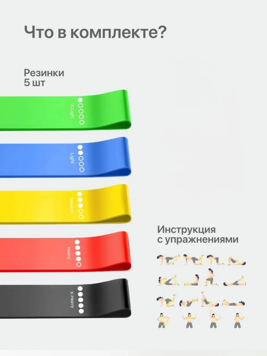 Фитнес резинки для ног и ягодиц, набор эспандеров 5 штук, для йоги и тренировок