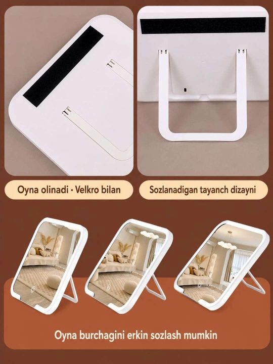 LED yoritgichli kosmetika qutisi, go'zallik uchun ko'chma organayzer va ko'zgu,
