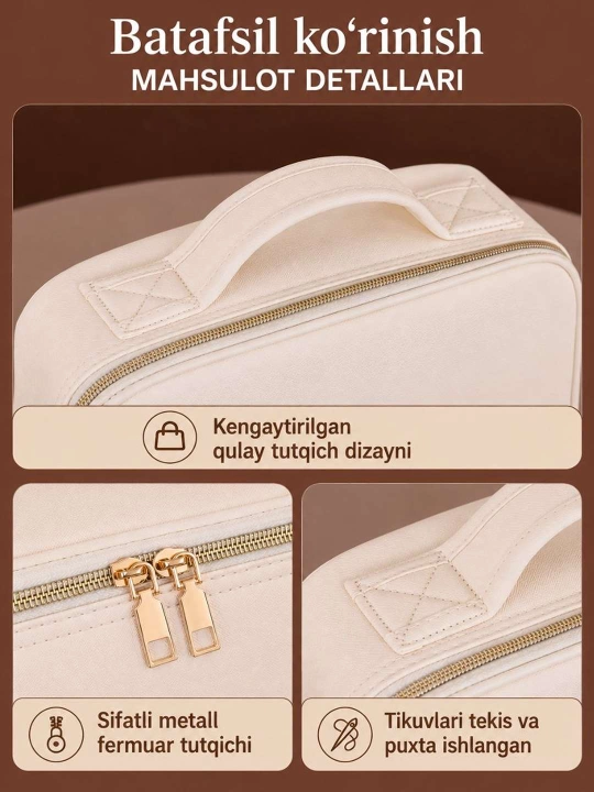 LED yoritgichli kosmetika qutisi, go'zallik uchun ko'chma organayzer va ko'zgu,