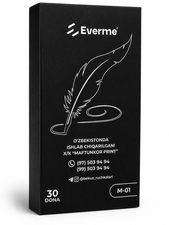 Everme M01 ruchkasi, ko‘k, uchburchak korpusli, 10 dona, olinadigan qopqoqli