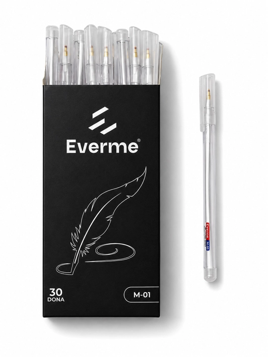 Everme M01 ruchkasi, ko‘k, uchburchak korpusli, 10 dona, olinadigan qopqoqli