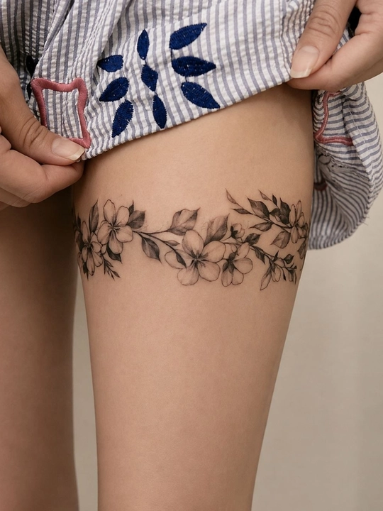 Flower Tattoo - vaqtinchalik tatuirovka, gul dizayni bilan, 12 kungacha saqlanadi - 
