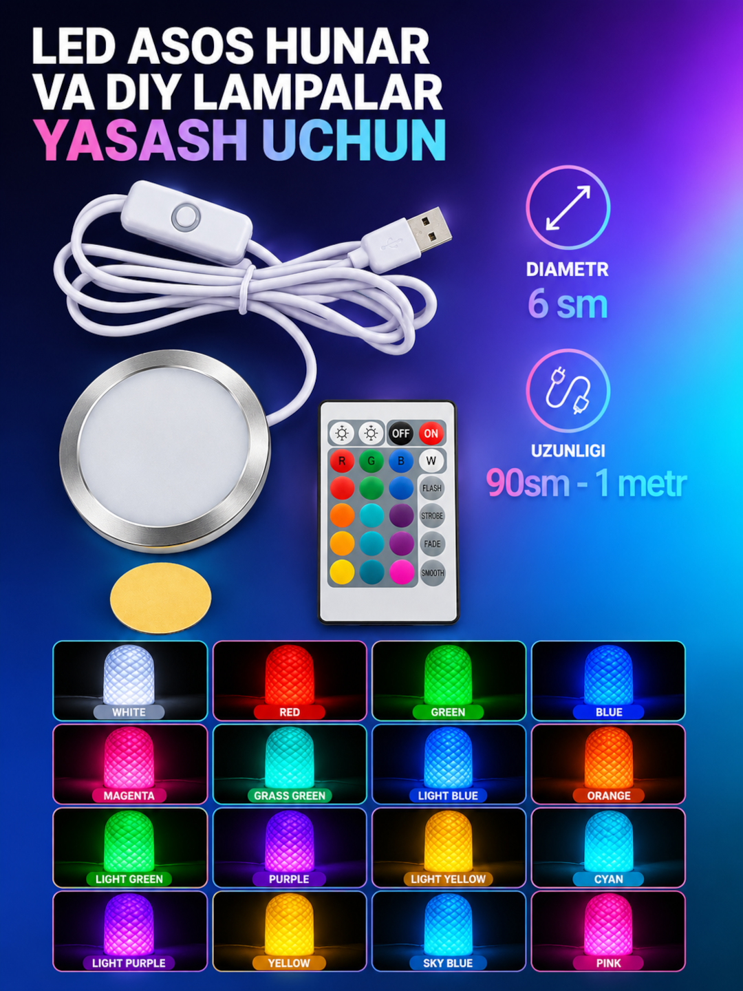 LED-модуль для создания DIY и декоративных ламп- Bambu Lab, 5V с usb кабелем