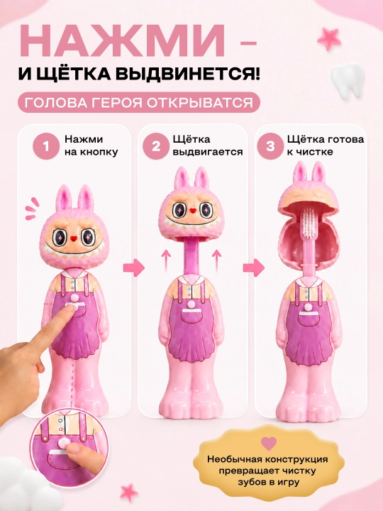 Детская зубная щетка, зубная щетка для детей, Minecraft, Марио, Лабубу, Зоотопия