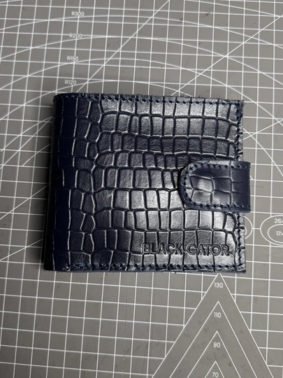 Koshelok hamyon kardholder karta va naqt pul uchun, tabiiy charm Black Gator, ixcham
