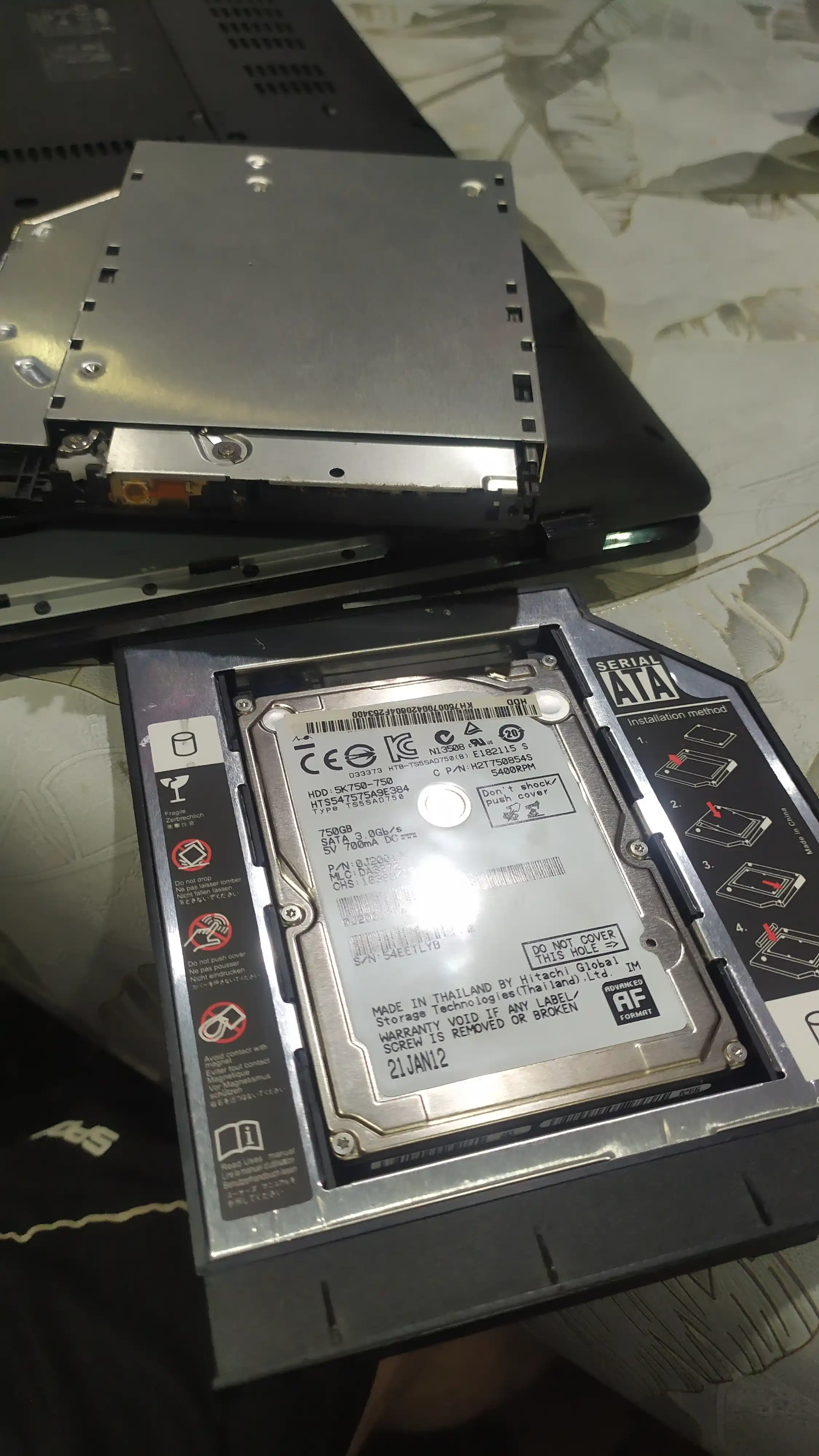 Салазки 12.7 мм и 9.5 мм optibay переходник dvd ssd hdd адаптер вместо дисковода Caddy