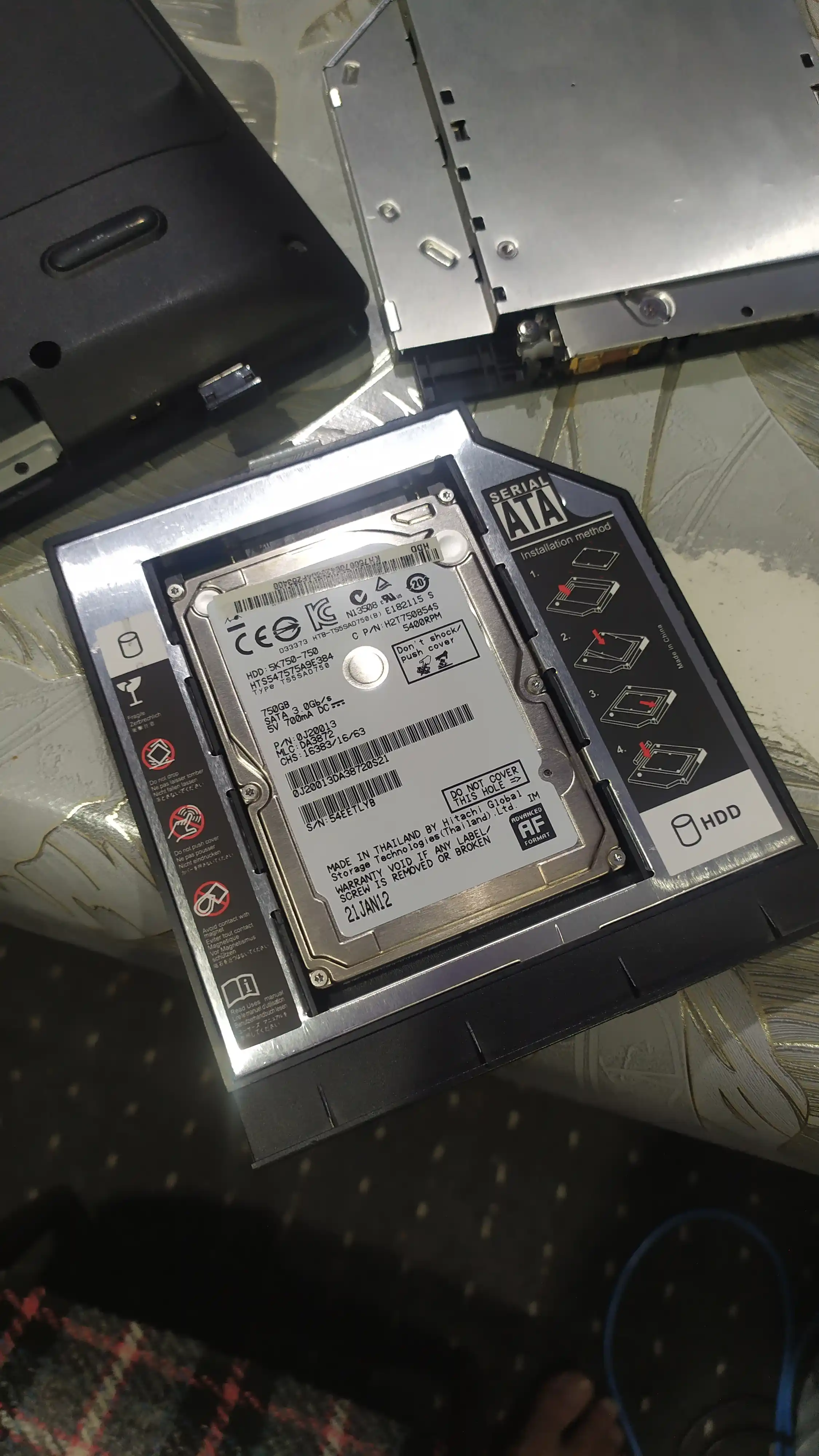 Салазки 12.7 мм и 9.5 мм optibay переходник dvd ssd hdd адаптер вместо дисковода Caddy