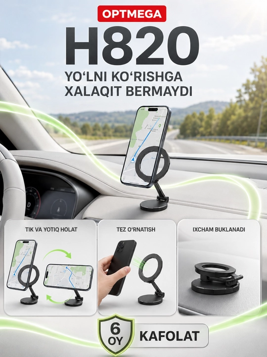Avtomobil uchun magnit vakuumli telefon ushlagichi Magsafe bilan, 360 darajali, prisoskali