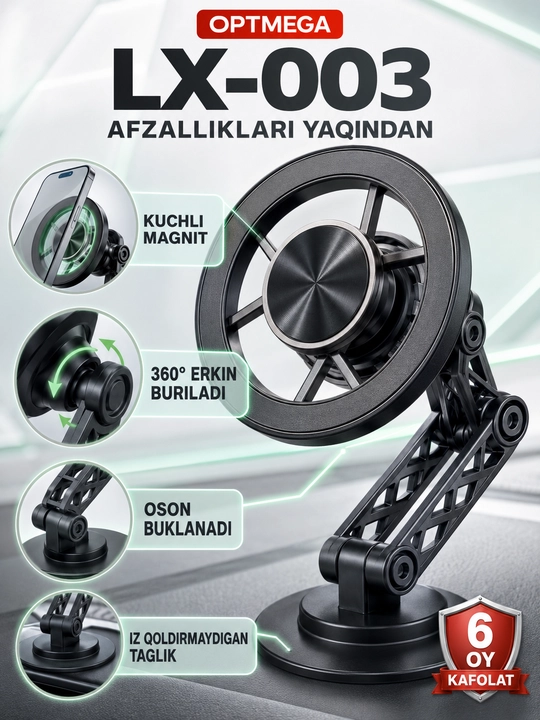 Avtomobil uchun magnit vakuumli telefon ushlagichi Magsafe bilan, 360 darajali, prisoskali - 