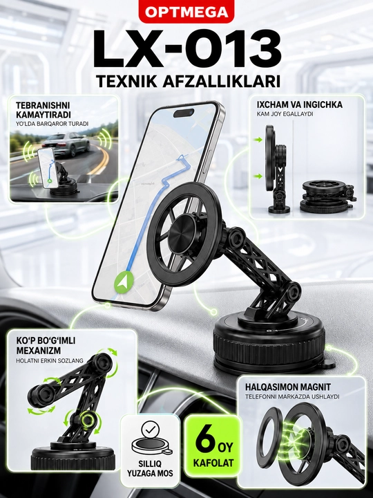 Магнитный держатель телефона для автомобиля с Magsafe, Car Holder, с присоской