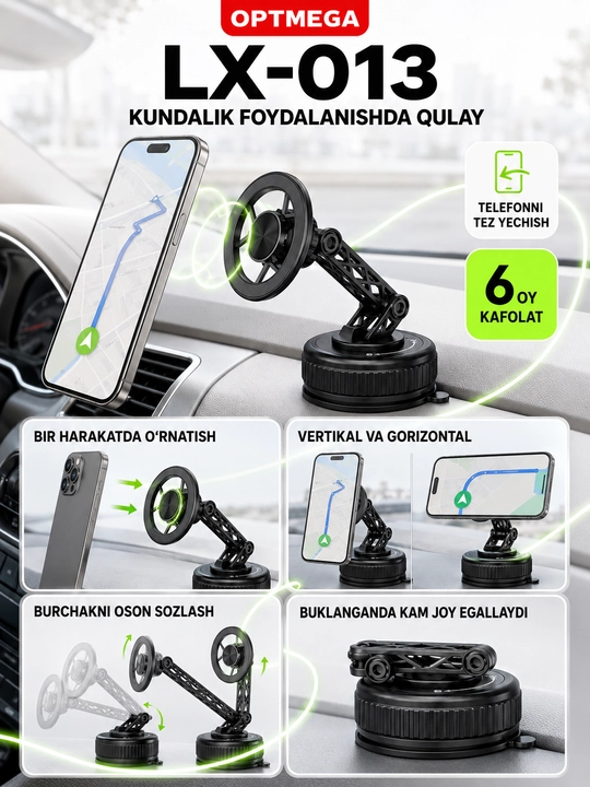 Магнитный держатель телефона для автомобиля с Magsafe, Car Holder, с присоской