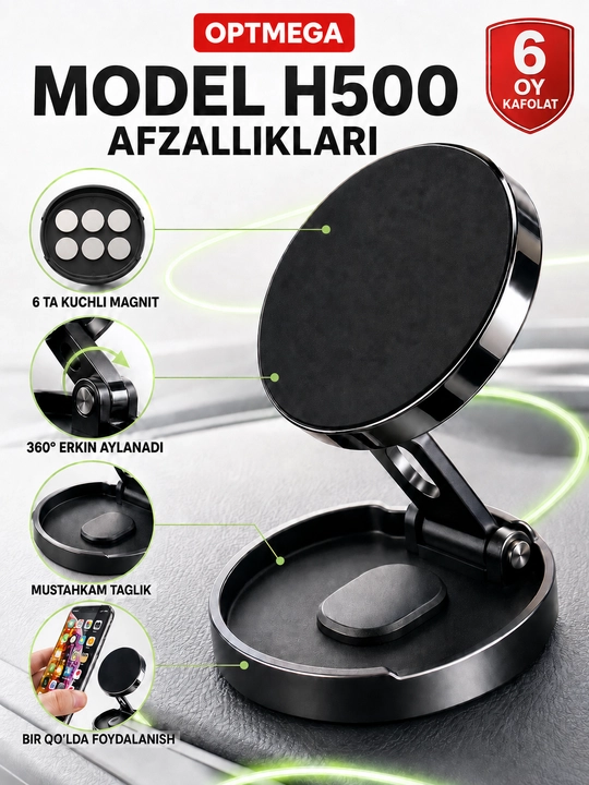 Avtomobil uchun magnit vakuumli telefon ushlagichi Magsafe bilan, 360 darajali, prisoskali