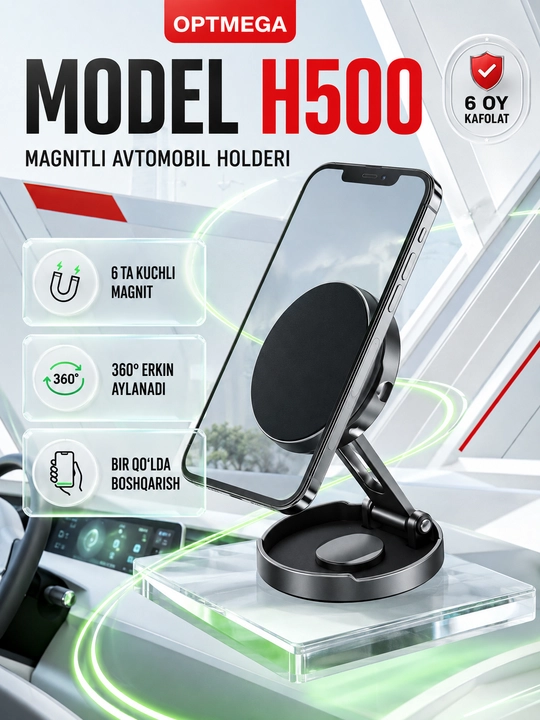 Avtomobil uchun magnit vakuumli telefon ushlagichi Magsafe bilan, 360 darajali, prisoskali