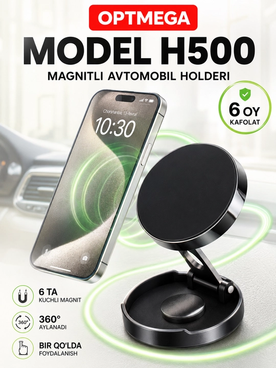Avtomobil uchun magnit vakuumli telefon ushlagichi Magsafe bilan, 360 darajali, prisoskali - 