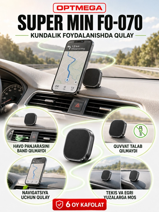 Avtomobil uchun magnit vakuumli telefon ushlagichi Magsafe bilan, 360 darajali, prisoskali
