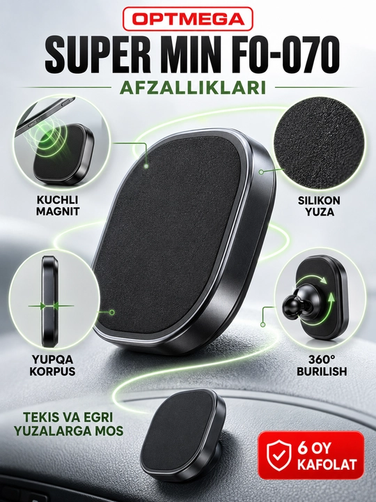 Avtomobil uchun magnit vakuumli telefon ushlagichi Magsafe bilan, 360 darajali, prisoskali