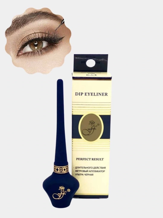 FFleur Dip Eyeliner Perfect Result ko‘z uchun suyuq bo‘yoq - ultra qora rangda, 5,1 ml