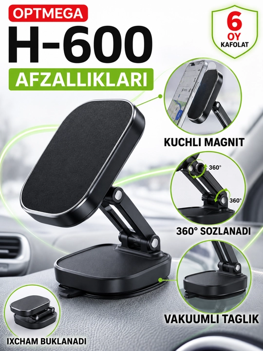 Avtomobil uchun magnit vakuumli telefon ushlagichi Magsafe bilan, 360 darajali, prisoskali