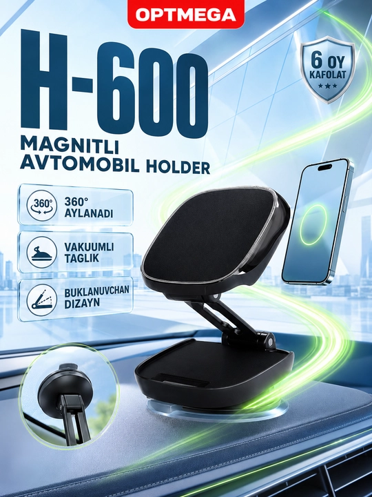 Avtomobil uchun magnit vakuumli telefon ushlagichi Magsafe bilan, 360 darajali, prisoskali
