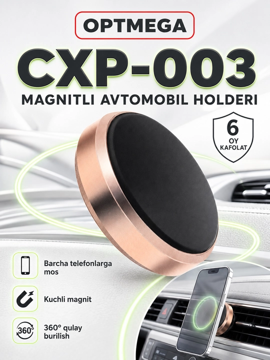 Avtomobil uchun magnit vakuumli telefon ushlagichi Magsafe bilan, 360 darajali, prisoskali