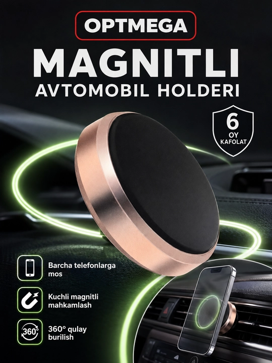 Avtomobil uchun magnit vakuumli telefon ushlagichi Magsafe bilan, 360 darajali, prisoskali