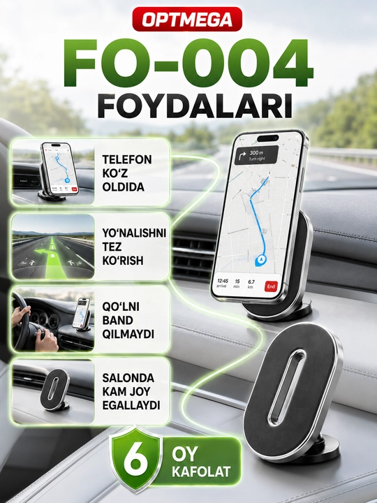 Avtomobil uchun magnit vakuumli telefon ushlagichi Magsafe bilan, 360 darajali, prisoskali