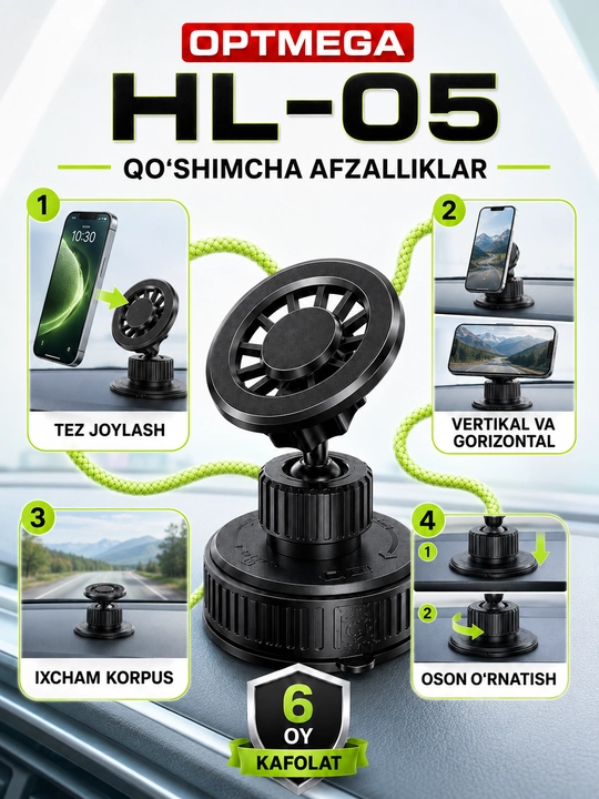 Магнитный держатель телефона для автомобиля с Magsafe, Car Holder, с присоской