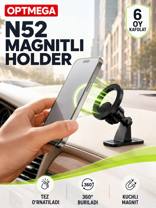 Avtomobil uchun magnit vakuumli telefon ushlagichi Magsafe bilan, 360 darajali, prisoskali