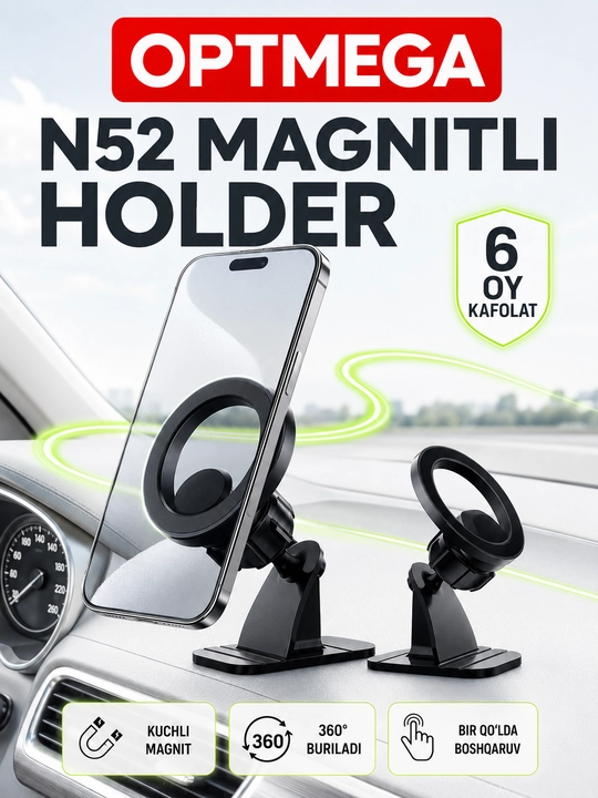Avtomobil uchun magnit vakuumli telefon ushlagichi Magsafe bilan, 360 darajali, prisoskali - 