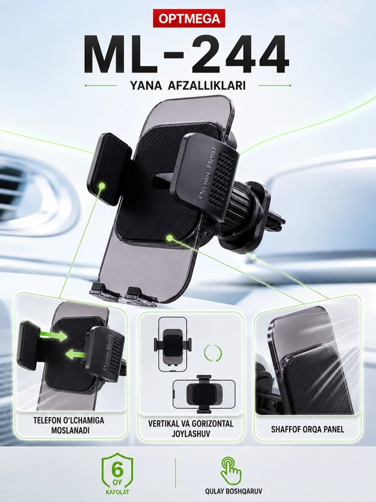 Avtomobil uchun magnit vakuumli telefon ushlagichi Magsafe bilan, 360 darajali, prisoskali