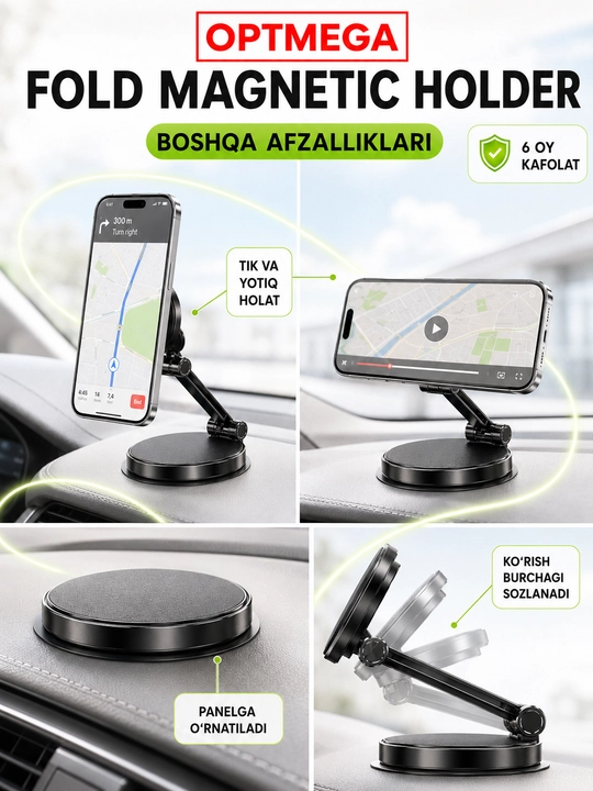 Avtomobil uchun magnit vakuumli telefon ushlagichi Magsafe bilan, 360 darajali, prisoskali